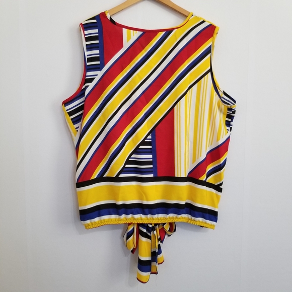 Ashley Stewart Tie Front Geometric Print Tank Blouse Size 22/24 - Picture 4 of 7